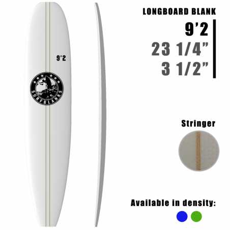 9'2" Longboard SURFBLANKS 2 lattes - Standard 40Kg/m3