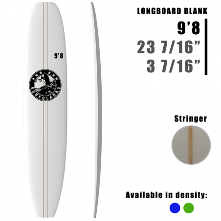 9'8" Longboard SURFBLANKS 2 lattes - Standard 40Kg/m3