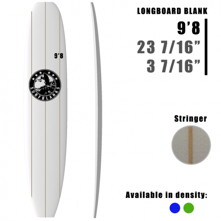 Tabla de surf de 9'8" SURFBLANKS 3 lattes - Estándar 40Kg/m³