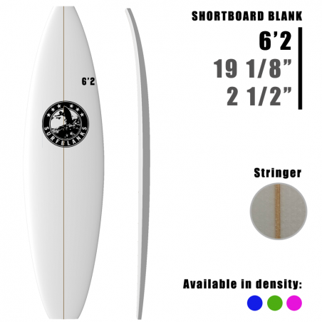 6'2" Shortboard SURFBLANKS - Light (34 Kg/m3)