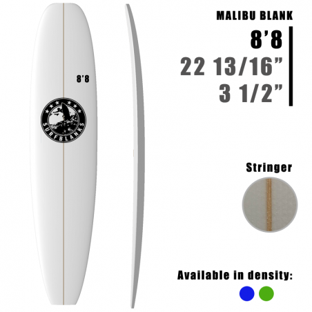 8'8" Malibu SURFBLANKS - Light (34 Kg/m3)