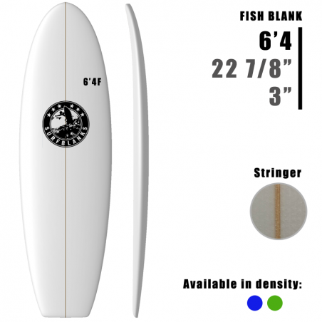 6'4" Fish SURFBLANKS - Light (34 Kg/m3)
