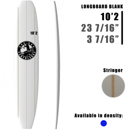10'2" Longboard SURFBLANKS 3 lattes - Standard 40Kg/m3