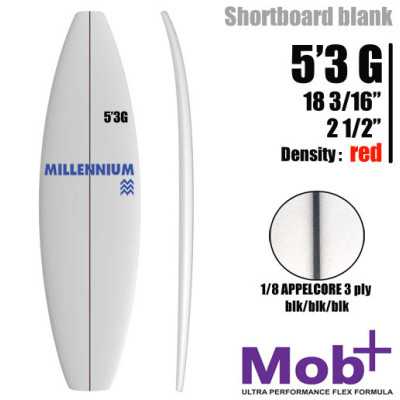 5'3 G Shortboard MILLENNIUM 1/8 Appelcore black