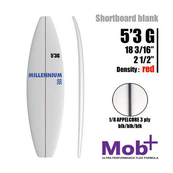 5'3 G Shortboard MILLENNIUM 1/8 Appelcore black