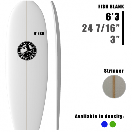 6'3" Kneeboard SURFBLANKS - Standard 40Kg/m3