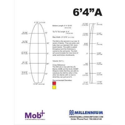 ESPUMA BLANK 6'4A MILLENNIUM 1/8 APPELCORE