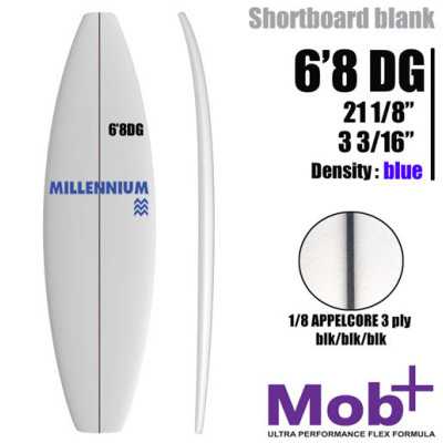 6'8DG Shortboard MILLENNIUM 1/8 Appelcore black