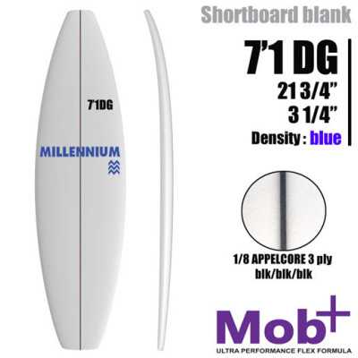 7'1 DG Shortboard MILLENNIUM 1/8 Appelcore black