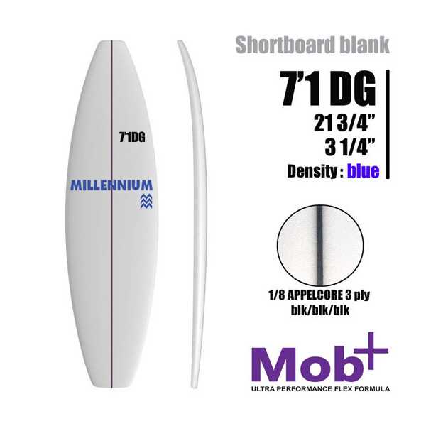 7'1 DG Shortboard MILLENNIUM 1/8 Appelcore black
