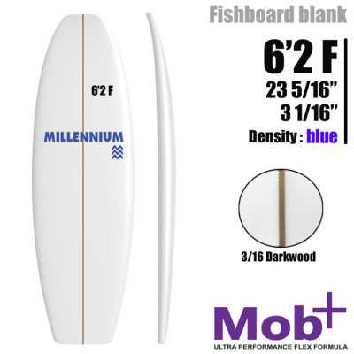 FOAM BLANK 6'2 F FIsh MILLENNIUM 3/16 darkwood