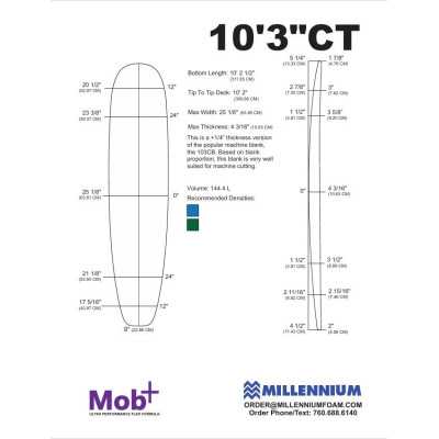 ESPUMA BLANK 10'3 CT Longboard MILLENNIUM 1/4 darkwood