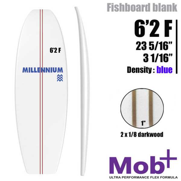 6'2 F Fish MILLENNIUM Double lattes 2x 1/8 darkwood