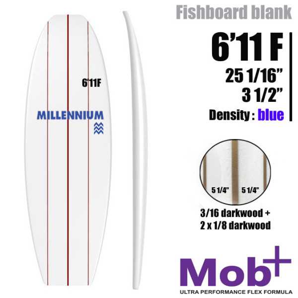 6'11 F Fish MILLENNIUM Triple lattes 1x 3/16 darkwood + 2x 1/8 drakwood