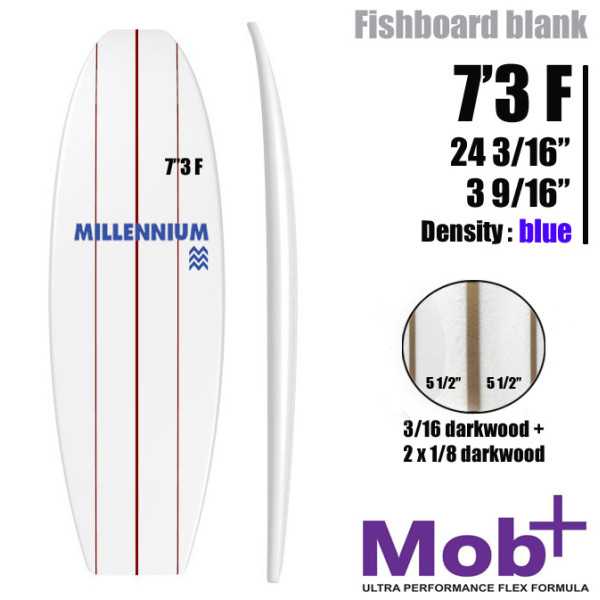 7'3 F Fish MILLENNIUM triple lattes 1x 3/16 darkwood + 2x 1/8 darkwood