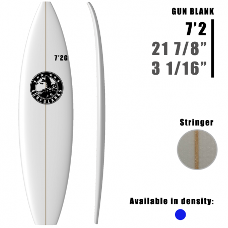 7'2" Gun SURFBLANKS - Standard 40Kg/m3