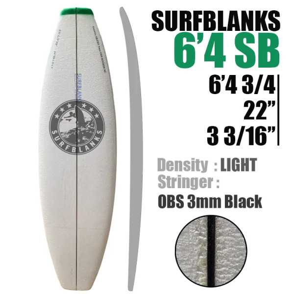 6'4" Shortboard SURFBLANKS - Light (34 Kg/m3)