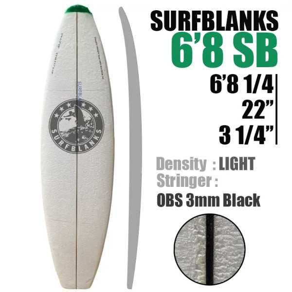 Tabla corta de 6'8" SURFBLANKS - Ligera (34 kg/m³)