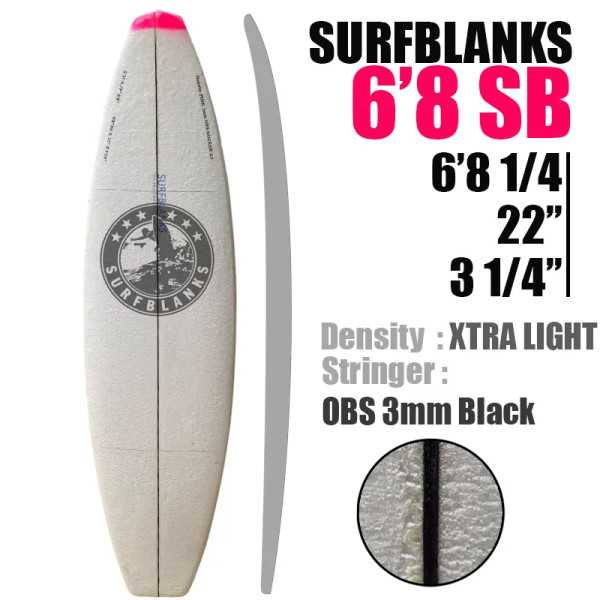 6'8" Shortboard SURFBLANKS - Ultra Light (29 Kg/m3)