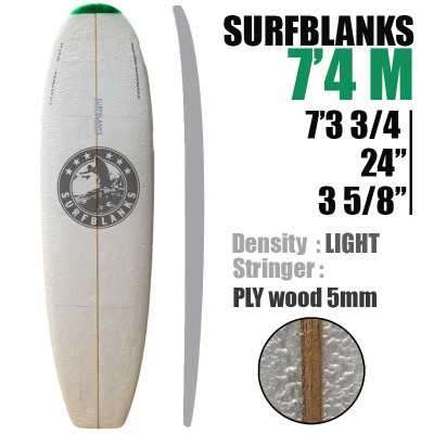 7'4" Malibu SURFBLANKS - Light 34Kg/m3