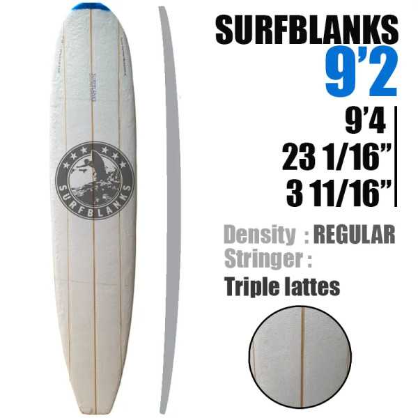 9'2" Longboard SURFBLANKS 3 lattes - Standard 40Kg/m3