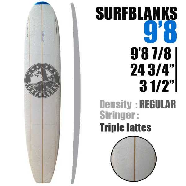 9'8" Longboard SURFBLANKS 3 lattes - Standard 40Kg/m3