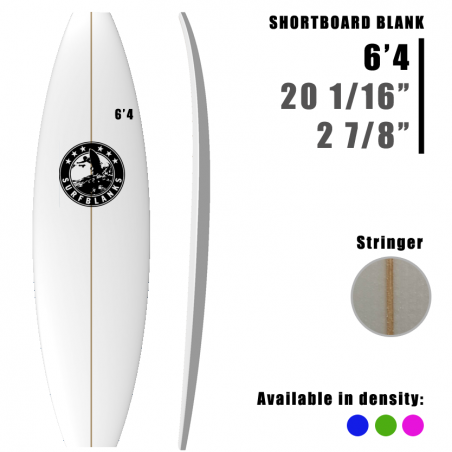 6'4" Shortboard SURFBLANKS - Standard 40Kg/m3
