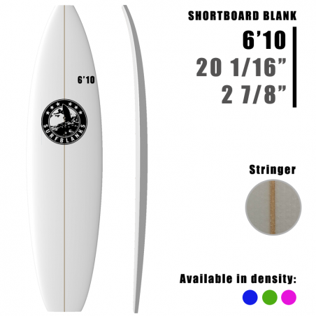 6'10" Shortboard SURFBLANKS - Standard 40Kg/m3